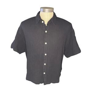 Pacsun Men’s Black Cropped Boxy Gauze Camp Shirt Size Medium